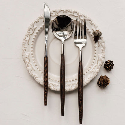 Zetaw Premium 18/10 Stainless Steel Flatware Set with Natural Wood Handles - 3/12/18-Piece Elegant Tableware Collection
