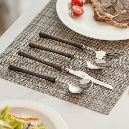 Zetaw Premium 18/10 Stainless Steel Flatware Set with Natural Wood Handles - 3/12/18-Piece Elegant Tableware Collection