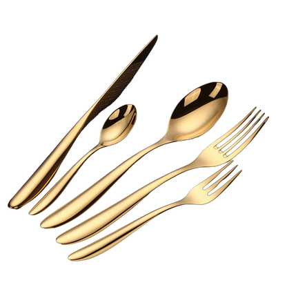 Valente Brushed Gold Flatware Set - Premium 18/10 Stainless Steel Silverware (5/20/30-Piece Luxury Tableware