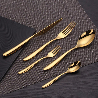 Valente Brushed Gold Flatware Set - Premium 18/10 Stainless Steel Silverware (5/20/30-Piece Luxury Tableware