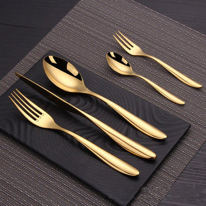 Valente Brushed Gold Flatware Set - Premium 18/10 Stainless Steel Silverware (5/20/30-Piece Luxury Tableware
